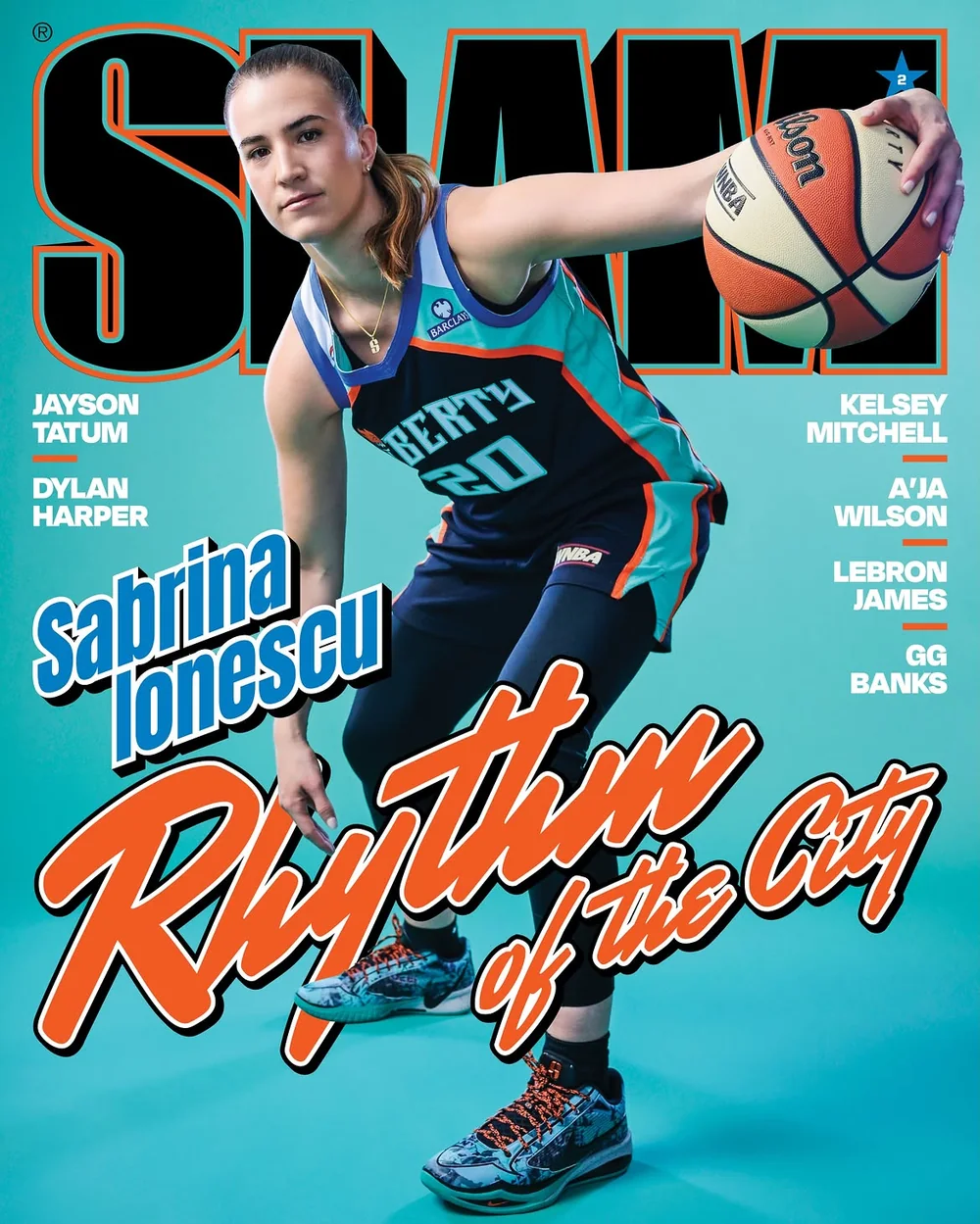 Sabrina Ionescu on the cover of SLAM 264, shot at Milwood Studios