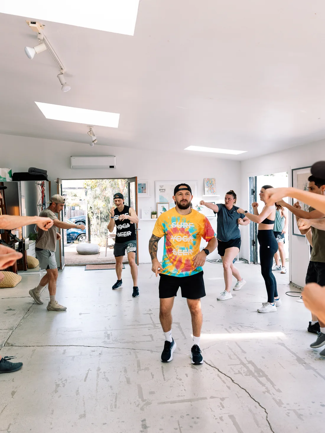 Group fitness class in the main studio at Milwood Studios